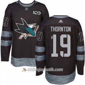 Män Ishockey San Jose Sharks Tröja Joe Thornton 19 1917-2017 100th Anniversary Adidas Svart Authentic